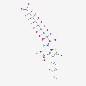 molecular formula C24H17F16NO3S B454590 Methyl 4-(4-ethylphenyl)-2-[(2,2,3,3,4,4,5,5,6,6,7,7,8,8,9,9-hexadecafluorononanoyl)amino]-5-methyl-3-thiophenecarboxylate 