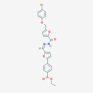 molecular formula C26H21BrN2O6 B454594 ETHYL 4-(5-{[(Z)-2-({5-[(4-BROMOPHENOXY)METHYL]-2-FURYL}CARBONYL)HYDRAZONO]METHYL}-2-FURYL)BENZOATE 