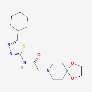 molecular formula C17H26N4O3S B4546196 N-(5-cyclohexyl-1,3,4-thiadiazol-2-yl)-2-(1,4-dioxa-8-azaspiro[4.5]dec-8-yl)acetamide 