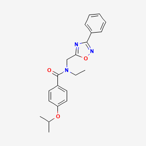 molecular formula C21H23N3O3 B4546219 N-ethyl-4-isopropoxy-N-[(3-phenyl-1,2,4-oxadiazol-5-yl)methyl]benzamide 