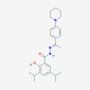 molecular formula C26H35N3O2 B454635 2-hydroxy-3,5-diisopropyl-N'-{1-[4-(1-piperidinyl)phenyl]ethylidene}benzohydrazide 