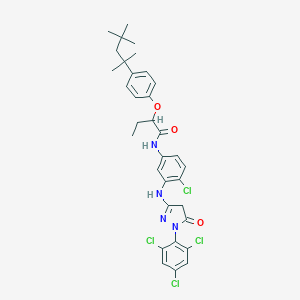 Butanamide, N-(4-chloro-3-((4,5-dihydro-5-oxo-1-(2,4,6-trichlorophenyl)-1H-pyrazol-3-yl)amino)phenyl)-2-(4-(1,1,3,3-tetramethylbutyl)phenoxy)-