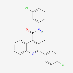 molecular formula C23H16Cl2N2O B4546427 N-(3-chlorophenyl)-2-(4-chlorophenyl)-3-methylquinoline-4-carboxamide 