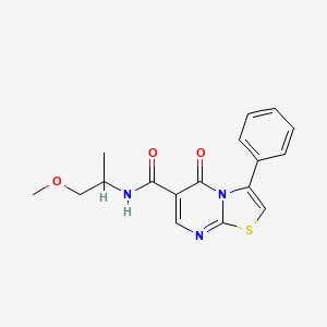 molecular formula C17H17N3O3S B4546480 N-(1-Methoxypropan-2-YL)-5-oxo-3-phenyl-5H-[1,3]thiazolo[3,2-A]pyrimidine-6-carboxamide 