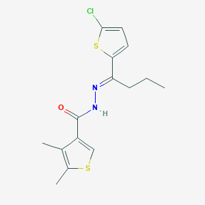 molecular formula C15H17ClN2OS2 B454660 N'-[1-(5-chloro-2-thienyl)butylidene]-4,5-dimethyl-3-thiophenecarbohydrazide 