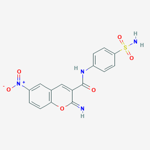 molecular formula C16H12N4O6S B4546904 N-[4-(aminosulfonyl)phenyl]-2-imino-6-nitro-2H-chromene-3-carboxamide 