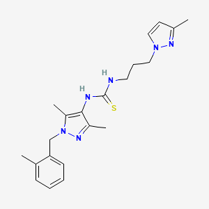 molecular formula C21H28N6S B4546967 N-[3,5-dimethyl-1-(2-methylbenzyl)-1H-pyrazol-4-yl]-N'-[3-(3-methyl-1H-pyrazol-1-yl)propyl]thiourea 