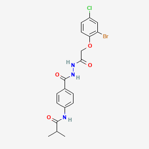 molecular formula C19H19BrClN3O4 B4546978 N-[4-({2-[(2-bromo-4-chlorophenoxy)acetyl]hydrazino}carbonyl)phenyl]-2-methylpropanamide 