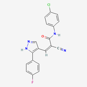 molecular formula C19H12ClFN4O B4547203 N-(4-chlorophenyl)-2-cyano-3-[3-(4-fluorophenyl)-1H-pyrazol-4-yl]acrylamide 