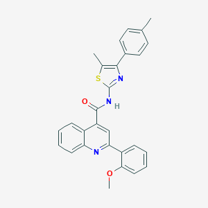 molecular formula C28H23N3O2S B454740 2-(2-methoxyphenyl)-N-[5-methyl-4-(4-methylphenyl)-1,3-thiazol-2-yl]quinoline-4-carboxamide 