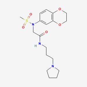 molecular formula C18H27N3O5S B4547518 N~2~-(2,3-dihydro-1,4-benzodioxin-6-yl)-N~2~-(methylsulfonyl)-N~1~-[3-(1-pyrrolidinyl)propyl]glycinamide 