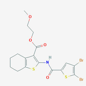 molecular formula C17H17Br2NO4S2 B454764 2-methoxyethyl 2-{[(4,5-dibromo-2-thienyl)carbonyl]amino}-4,5,6,7-tetrahydro-1-benzothiophene-3-carboxylate 
