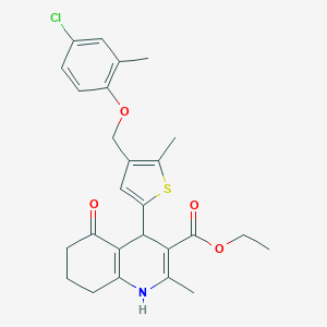 molecular formula C26H28ClNO4S B454778 Ethyl 4-{4-[(4-chloro-2-methylphenoxy)methyl]-5-methyl-2-thienyl}-2-methyl-5-oxo-1,4,5,6,7,8-hexahydro-3-quinolinecarboxylate 