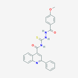 molecular formula C25H20N4O3S B454801 N-{[2-(4-methoxybenzoyl)hydrazino]carbothioyl}-2-phenyl-4-quinolinecarboxamide 