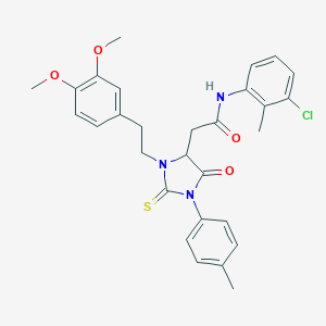 molecular formula C29H30ClN3O4S B454818 N-(3-CHLORO-2-METHYLPHENYL)-2-[3-(3,4-DIMETHOXYPHENETHYL)-1-(4-METHYLPHENYL)-5-OXO-2-THIOXO-4-IMIDAZOLIDINYL]ACETAMIDE 