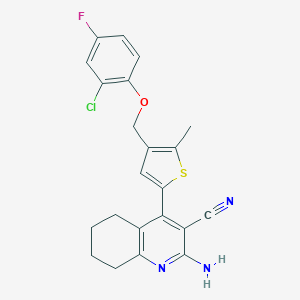 molecular formula C22H19ClFN3OS B454865 2-Amino-4-[4-[(2-chloro-4-fluorophenoxy)methyl]-5-methylthiophen-2-yl]-5,6,7,8-tetrahydroquinoline-3-carbonitrile 