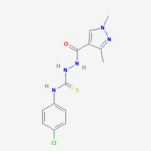 molecular formula C13H14ClN5OS B454868 N-(4-chlorophenyl)-2-[(1,3-dimethyl-1H-pyrazol-4-yl)carbonyl]hydrazinecarbothioamide 