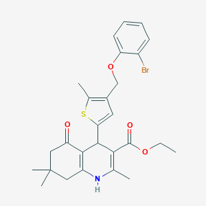 molecular formula C27H30BrNO4S B454870 Ethyl 4-{4-[(2-bromophenoxy)methyl]-5-methyl-2-thienyl}-2,7,7-trimethyl-5-oxo-1,4,5,6,7,8-hexahydro-3-quinolinecarboxylate 
