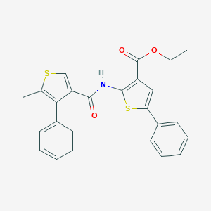molecular formula C25H21NO3S2 B454880 Ethyl 2-{[(5-methyl-4-phenyl-3-thienyl)carbonyl]amino}-5-phenyl-3-thiophenecarboxylate 