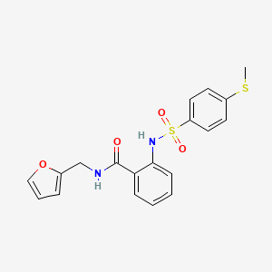 molecular formula C19H18N2O4S2 B4549198 N-(furan-2-ylmethyl)-2-({[4-(methylsulfanyl)phenyl]sulfonyl}amino)benzamide CAS No. 5476-05-1