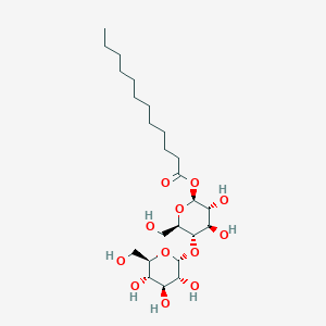 molecular formula C24H44O12 B045495 [(2S,3R,4R,5S,6R)-3,4-dihydroxy-6-(hydroxymethyl)-5-[(2R,3R,4S,5S,6R)-3,4,5-trihydroxy-6-(hydroxymethyl)oxan-2-yl]oxyoxan-2-yl] dodecanoate CAS No. 108400-13-1