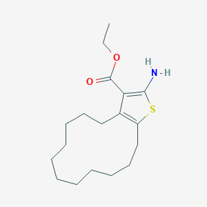 molecular formula C18H29NO2S B454983 ethyl 2-amino-5,6,7,8,9,10,11,12,13,14-decahydro-4H-cyclotrideca[b]thiophene-3-carboxylate CAS No. 438220-57-6