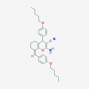molecular formula C33H40N2O3 B455018 2-AMINO-4-[4-(PENTYLOXY)PHENYL]-8-{(Z)-1-[4-(PENTYLOXY)PHENYL]METHYLIDENE}-6,7-DIHYDRO-4H-CHROMEN-3(5H)-YL CYANIDE 