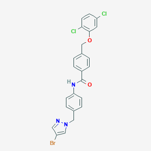 molecular formula C24H18BrCl2N3O2 B455031 N-{4-[(4-bromo-1H-pyrazol-1-yl)methyl]phenyl}-4-[(2,5-dichlorophenoxy)methyl]benzamide 