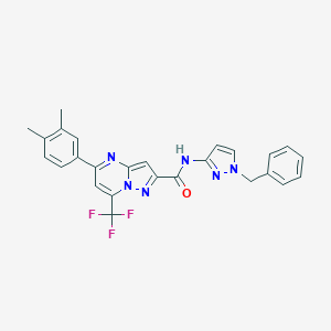 molecular formula C26H21F3N6O B455039 N-(1-benzyl-1H-pyrazol-3-yl)-5-(3,4-dimethylphenyl)-7-(trifluoromethyl)pyrazolo[1,5-a]pyrimidine-2-carboxamide 
