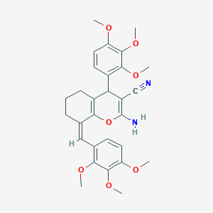 molecular formula C29H32N2O7 B455072 (8Z)-2-AMINO-4-(2,3,4-TRIMETHOXYPHENYL)-8-[(2,3,4-TRIMETHOXYPHENYL)METHYLIDENE]-5,6,7,8-TETRAHYDRO-4H-CHROMENE-3-CARBONITRILE 