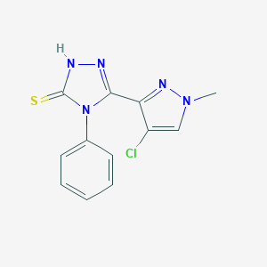 molecular formula C12H10ClN5S B455075 5-(4-chloro-1-methyl-1H-pyrazol-3-yl)-4-phenyl-4H-1,2,4-triazole-3-thiol 