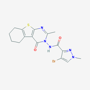 molecular formula C16H16BrN5O2S B455104 4-bromo-1-methyl-N-(2-methyl-4-oxo-5,6,7,8-tetrahydro[1]benzothieno[2,3-d]pyrimidin-3(4H)-yl)-1H-pyrazole-3-carboxamide 