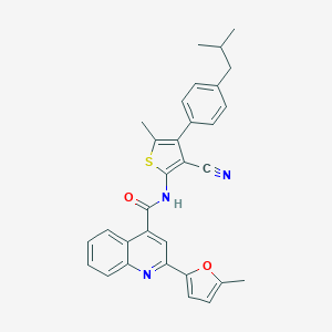 molecular formula C31H27N3O2S B455114 N-[3-cyano-4-(4-isobutylphenyl)-5-methyl-2-thienyl]-2-(5-methyl-2-furyl)-4-quinolinecarboxamide 