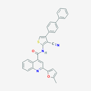 molecular formula C32H21N3O2S B455116 N-(4-{[1,1'-BIPHENYL]-4-YL}-3-CYANOTHIOPHEN-2-YL)-2-(5-METHYLFURAN-2-YL)QUINOLINE-4-CARBOXAMIDE 
