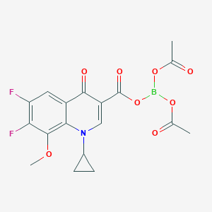 molecular formula C18H16BF2NO8 B045513 Diacetyloxyboranyl 1-cyclopropyl-6,7-difluoro-8-methoxy-4-oxoquinoline-3-carboxylate CAS No. 139678-43-6