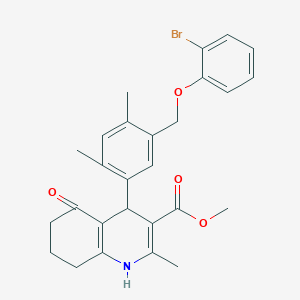 molecular formula C27H28BrNO4 B455141 Methyl 4-{5-[(2-bromophenoxy)methyl]-2,4-dimethylphenyl}-2-methyl-5-oxo-1,4,5,6,7,8-hexahydro-3-quinolinecarboxylate 
