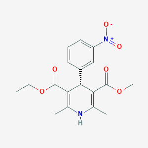 molecular formula C18H20N2O6 B045516 3,5-Pyridinedicarboxylic acid, 1,4-dihydro-2,6-dimethyl-4-(3-nitrophenyl)-, ethyl methyl ester, (4R)- CAS No. 80890-07-9