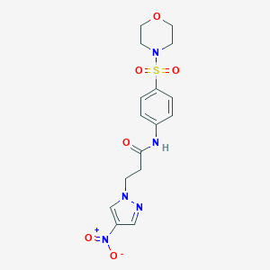 molecular formula C16H19N5O6S B455163 N~1~-[4-(MORPHOLINOSULFONYL)PHENYL]-3-(4-NITRO-1H-PYRAZOL-1-YL)PROPANAMIDE 