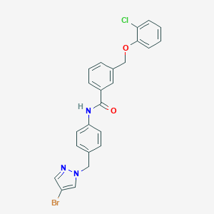 molecular formula C24H19BrClN3O2 B455178 N-{4-[(4-bromo-1H-pyrazol-1-yl)methyl]phenyl}-3-[(2-chlorophenoxy)methyl]benzamide 
