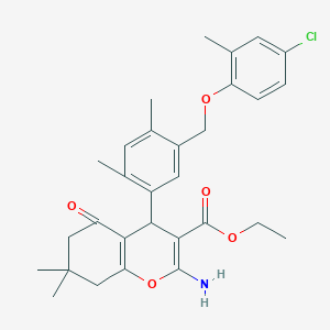 molecular formula C30H34ClNO5 B455182 ethyl 2-amino-4-{5-[(4-chloro-2-methylphenoxy)methyl]-2,4-dimethylphenyl}-7,7-dimethyl-5-oxo-5,6,7,8-tetrahydro-4H-chromene-3-carboxylate 