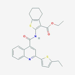 molecular formula C27H26N2O3S2 B455198 Ethyl 2-({[2-(5-ethyl-2-thienyl)-4-quinolinyl]carbonyl}amino)-4,5,6,7-tetrahydro-1-benzothiophene-3-carboxylate 