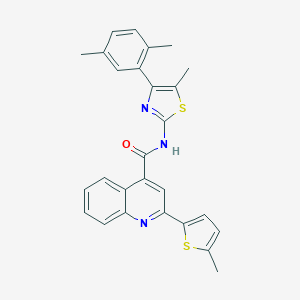 molecular formula C27H23N3OS2 B455202 N-[4-(2,5-dimethylphenyl)-5-methyl-1,3-thiazol-2-yl]-2-(5-methylthiophen-2-yl)quinoline-4-carboxamide 