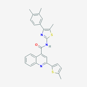molecular formula C27H23N3OS2 B455203 N-[4-(3,4-dimethylphenyl)-5-methyl-1,3-thiazol-2-yl]-2-(5-methylthiophen-2-yl)quinoline-4-carboxamide 