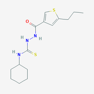 molecular formula C15H23N3OS2 B455207 N-cyclohexyl-2-[(5-propyl-3-thienyl)carbonyl]hydrazinecarbothioamide 
