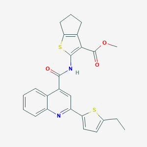 molecular formula C25H22N2O3S2 B455212 methyl 2-({[2-(5-ethyl-2-thienyl)-4-quinolinyl]carbonyl}amino)-5,6-dihydro-4H-cyclopenta[b]thiophene-3-carboxylate 