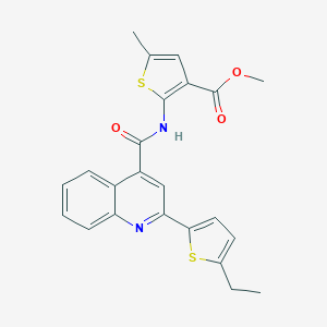 molecular formula C23H20N2O3S2 B455215 Methyl 2-({[2-(5-ethyl-2-thienyl)-4-quinolinyl]carbonyl}amino)-5-methyl-3-thiophenecarboxylate 