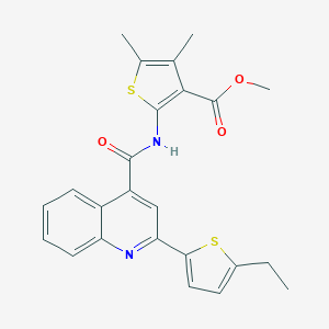 molecular formula C24H22N2O3S2 B455221 methyl 2-({[2-(5-ethyl-2-thienyl)-4-quinolinyl]carbonyl}amino)-4,5-dimethyl-3-thiophenecarboxylate 