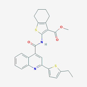 molecular formula C26H24N2O3S2 B455224 Methyl 2-({[2-(5-ethyl-2-thienyl)-4-quinolinyl]carbonyl}amino)-4,5,6,7-tetrahydro-1-benzothiophene-3-carboxylate 