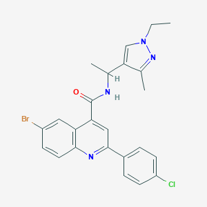 6-bromo-2-(4-chlorophenyl)-N-[1-(1-ethyl-3-methyl-1H-pyrazol-4-yl)ethyl]-4-quinolinecarboxamide