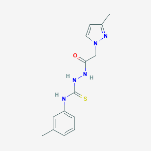 molecular formula C14H17N5OS B455259 N-(3-methylphenyl)-2-[(3-methyl-1H-pyrazol-1-yl)acetyl]hydrazinecarbothioamide 